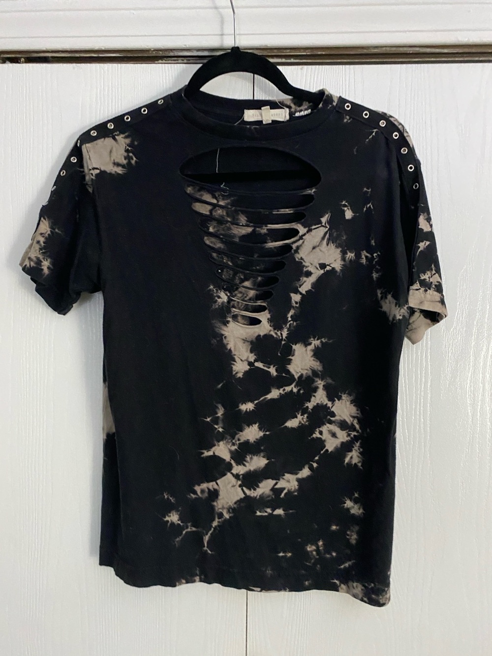 Gilded Intent Black and Bleach Tie-Dye Cutout Tee